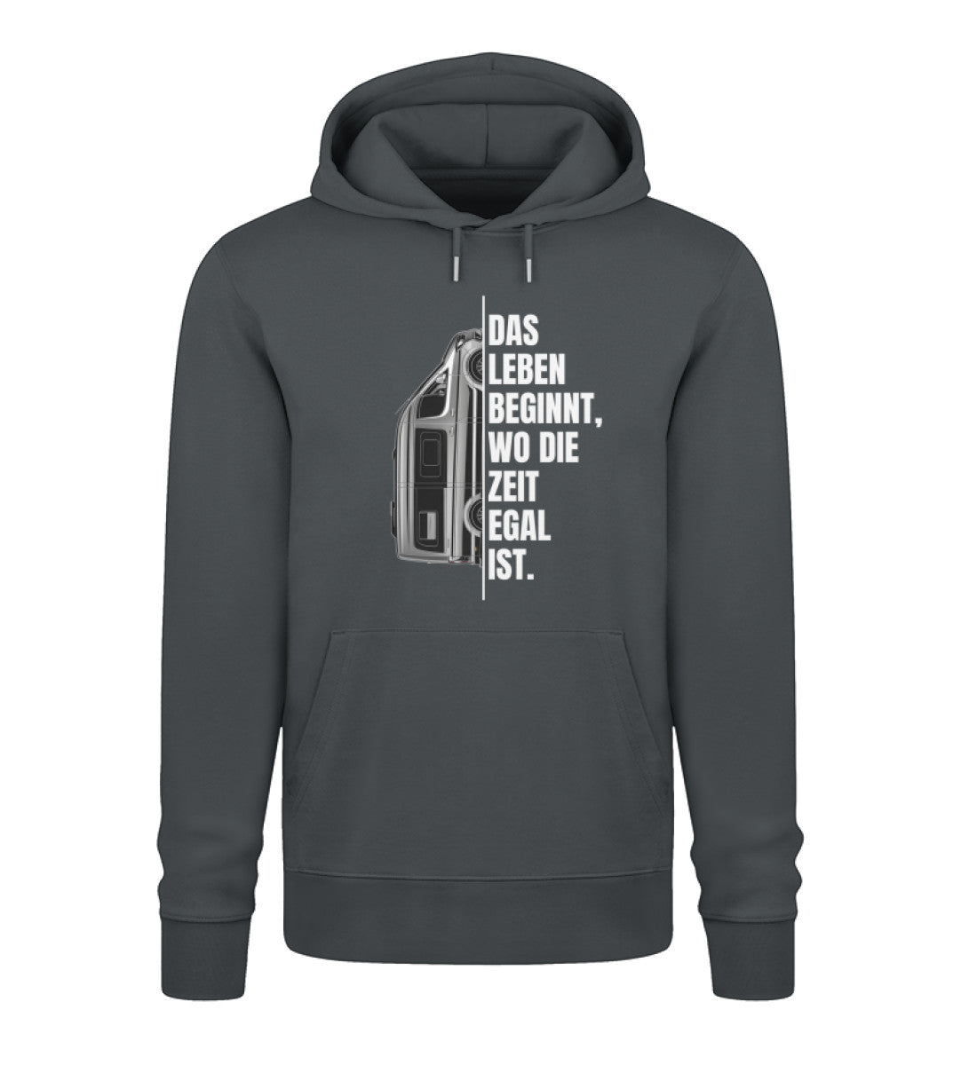 Camping ist Zeitlos Damen Vanlife Hoodie in  India Ink Grey