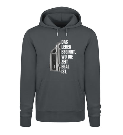 Camping ist Zeitlos Damen Vanlife Hoodie in  India Ink Grey