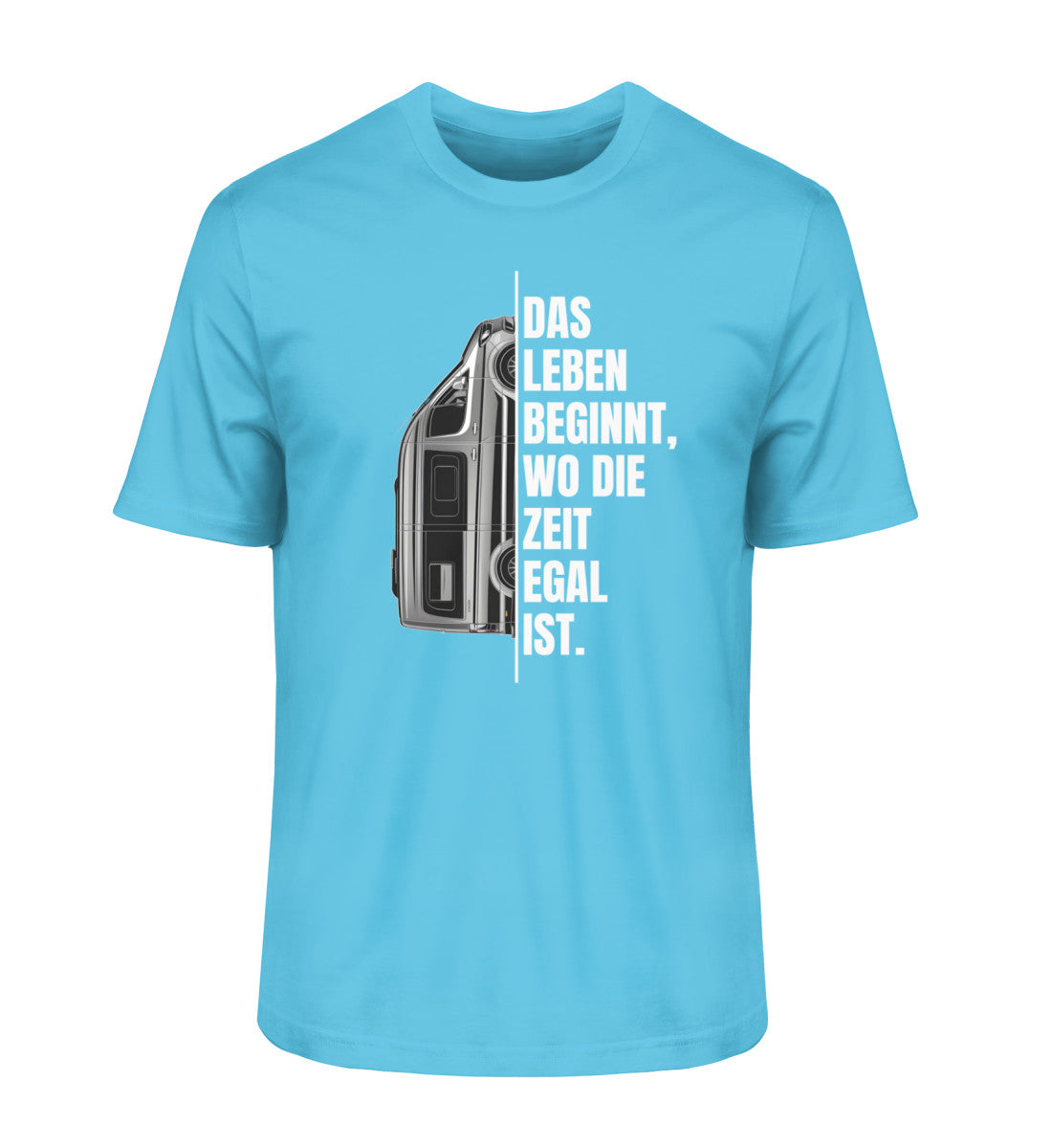 Camping ist Zeitlos Herren Vanlife T-Shirt in Aqua Blue