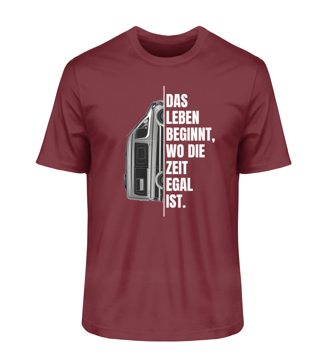 Camping ist Zeitlos Herren Vanlife T-Shirt in Burgundy