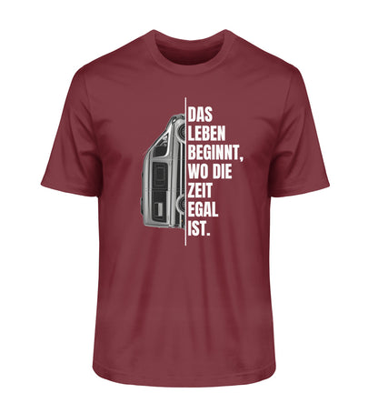 Camping ist Zeitlos Herren Vanlife T-Shirt in Burgundy