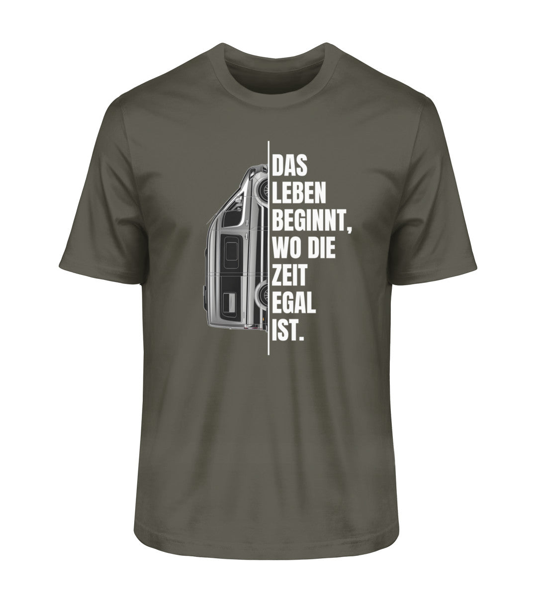 Camping ist Zeitlos Herren Vanlife T-Shirt in Khaki