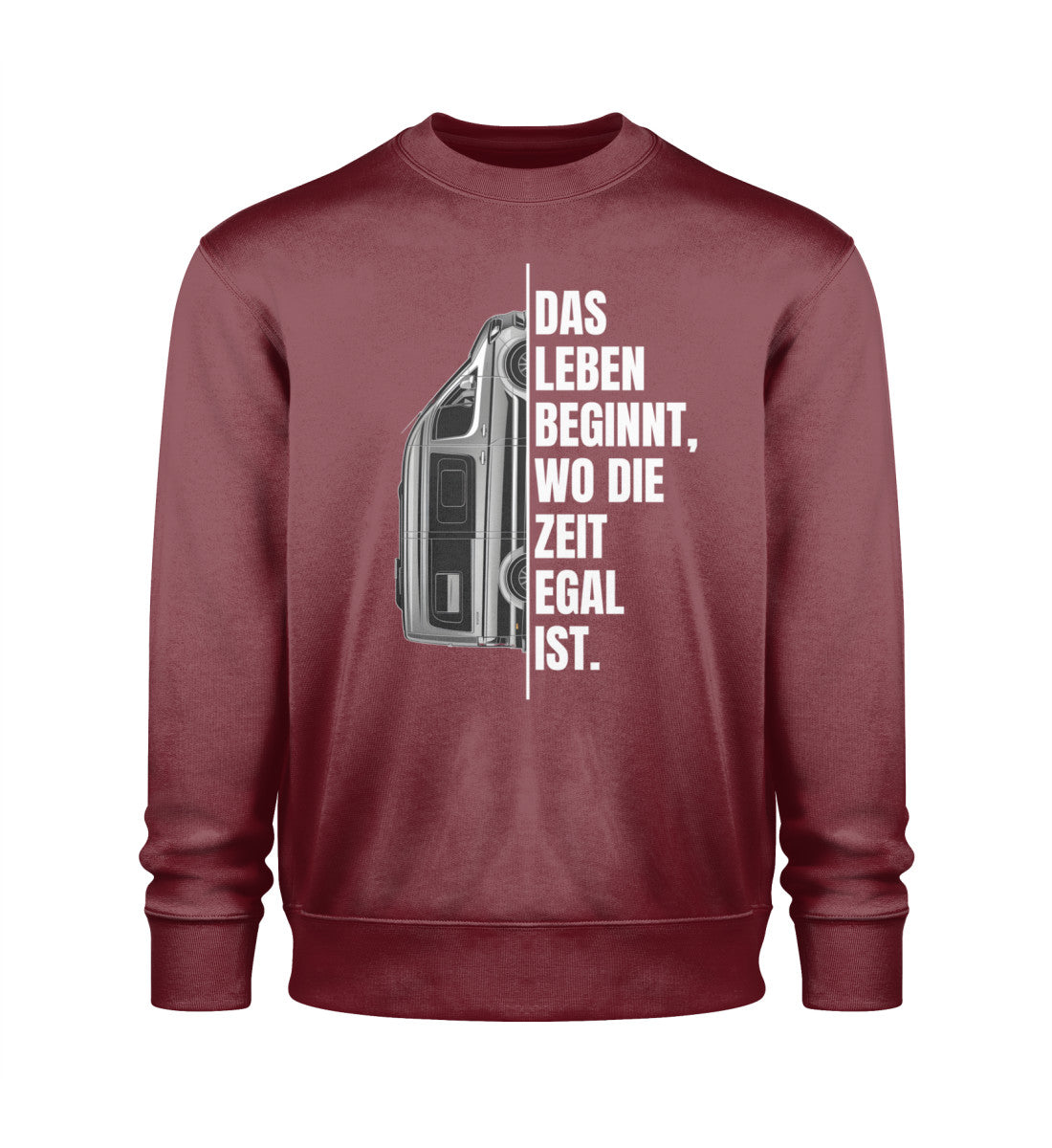 Camping ist Zeitlos Herren Vanlife Sweatshirt in Burgundy