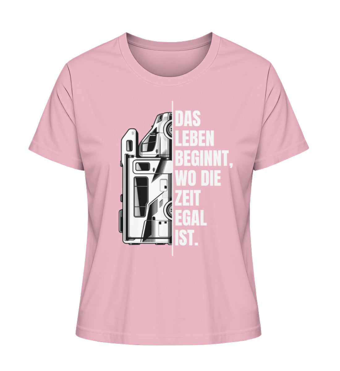 Camping ist Zeitlos Damen Wohnmobil T-Shirt in Cotton Pink