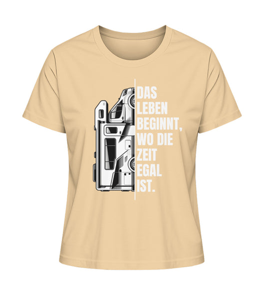 Camping ist Zeitlos Damen Wohnmobil T-Shirt in Nispero