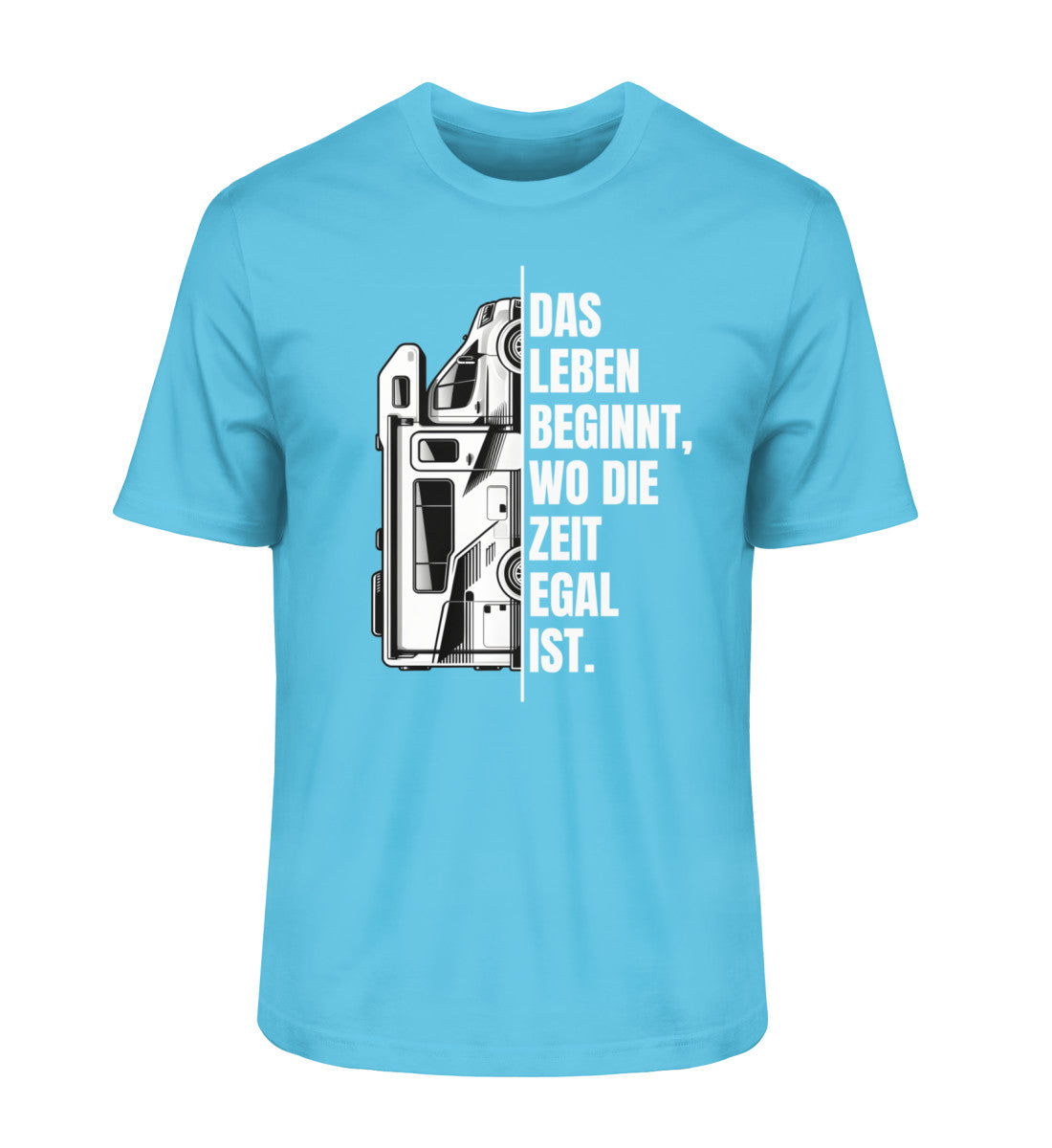 Camping ist Zeitlos Herren Wohnmobil T-Shirt in Aqua Blue