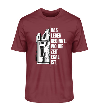 Camping ist Zeitlos Herren Wohnmobil T-Shirt in Burgundy