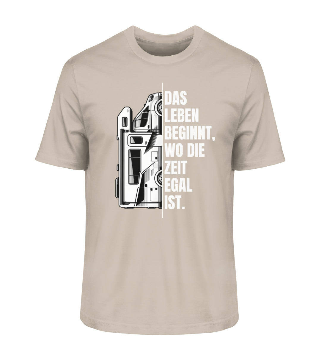 Camping ist Zeitlos Herren Wohnmobil T-Shirt in Desert Dust