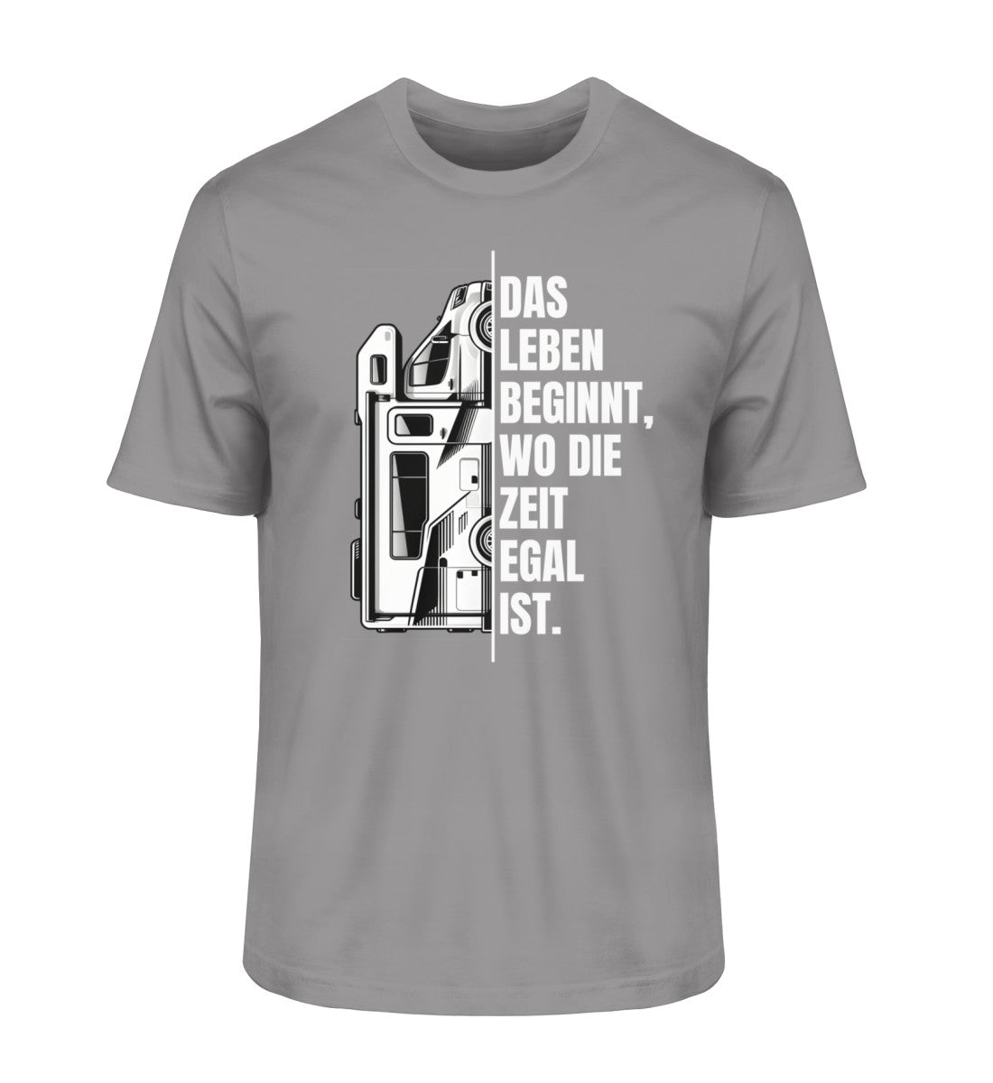 Camping ist Zeitlos Herren Wohnmobil T-Shirt in Mid Heather Grey