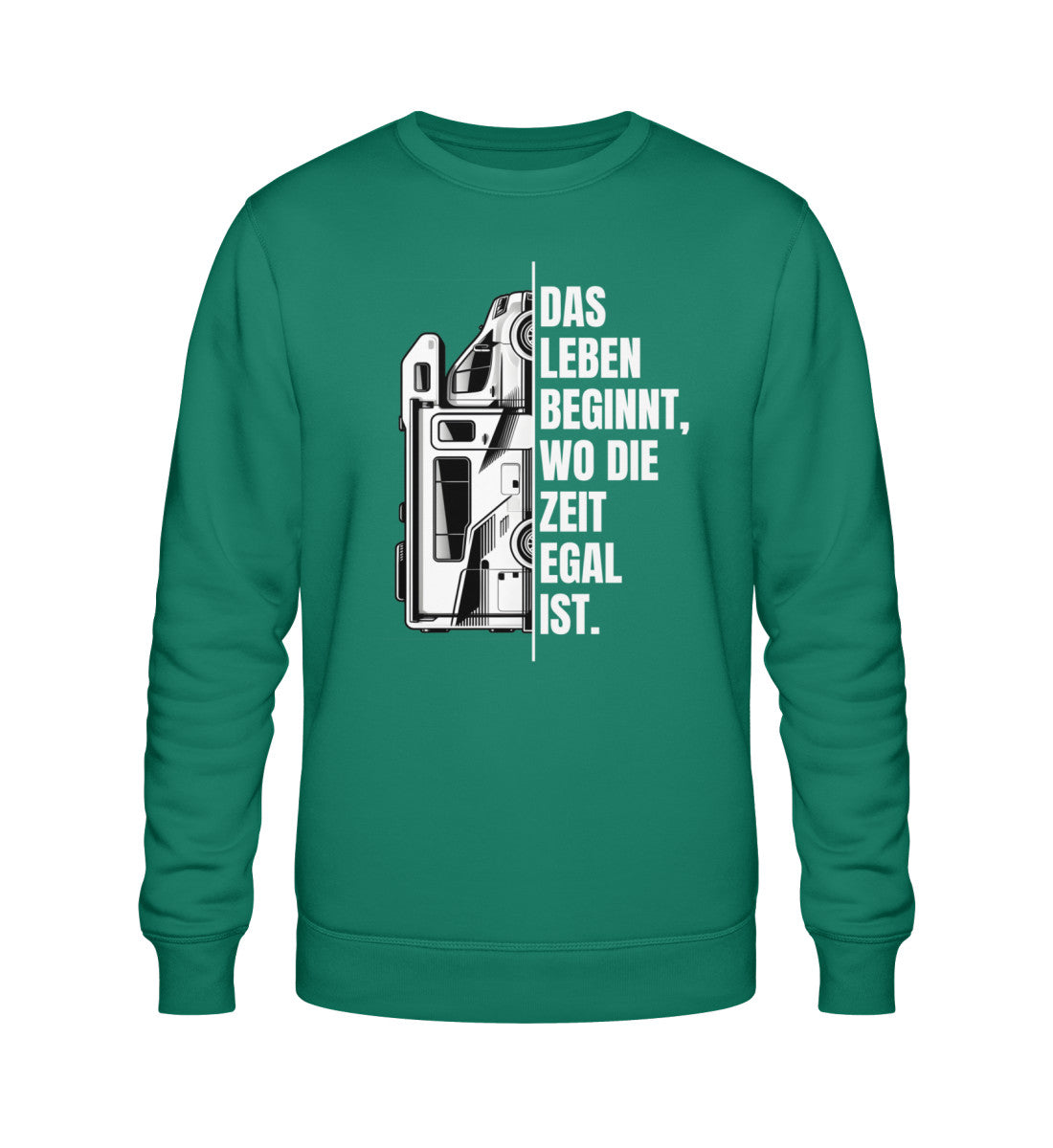 Camping ist Zeitlos Damen Wohnmobil Sweatshirt in Varsity Green