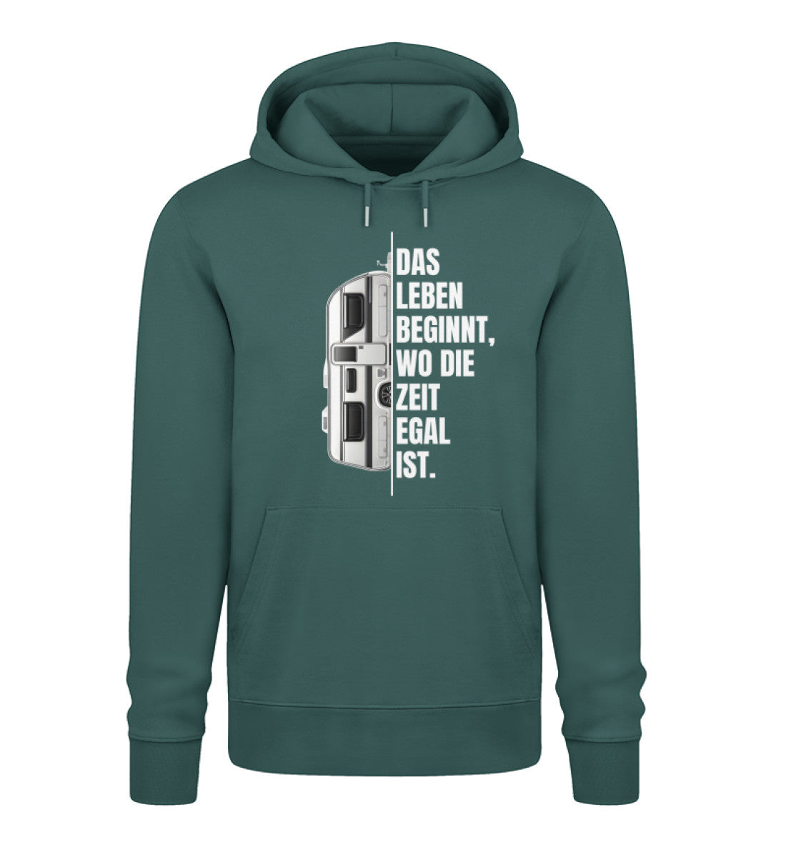 Camping ist Zeitlos Wohnwagen Herren Hoodie in Glazed Green