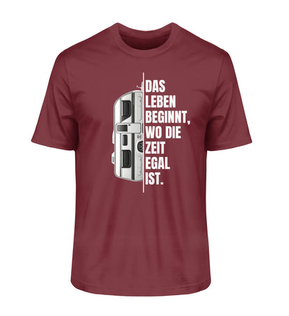 Camping ist Zeitlos Wohnwagen T-Shirt in Burgundy