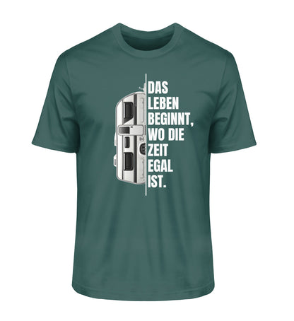 Camping ist Zeitlos Wohnwagen T-Shirt in Glazed Green