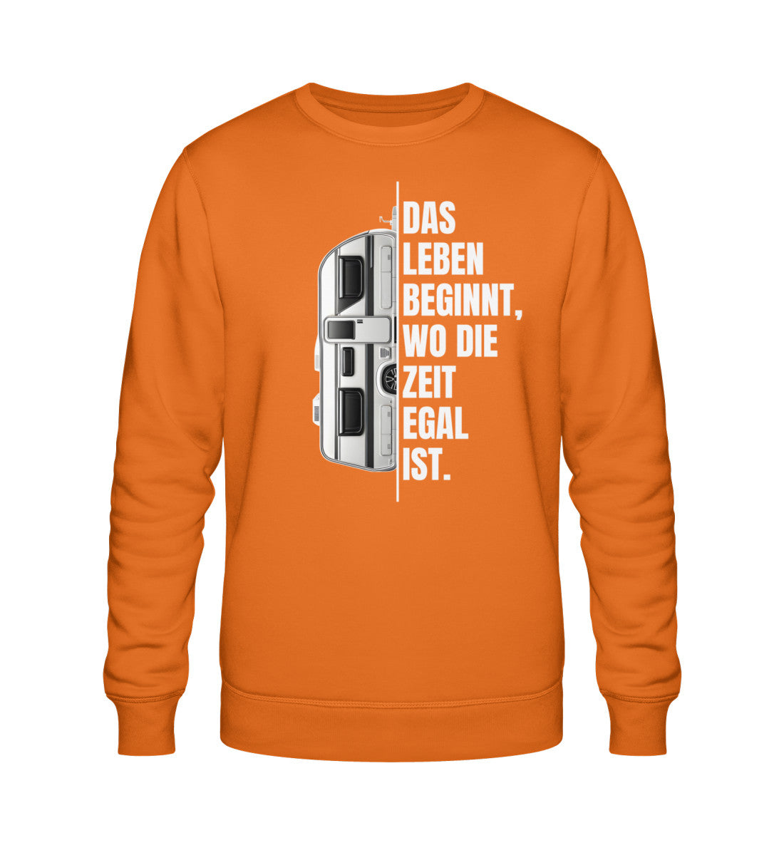 Camping ist Zeitlos Wohnwagen Herren Sweatshirt in Bright Orange