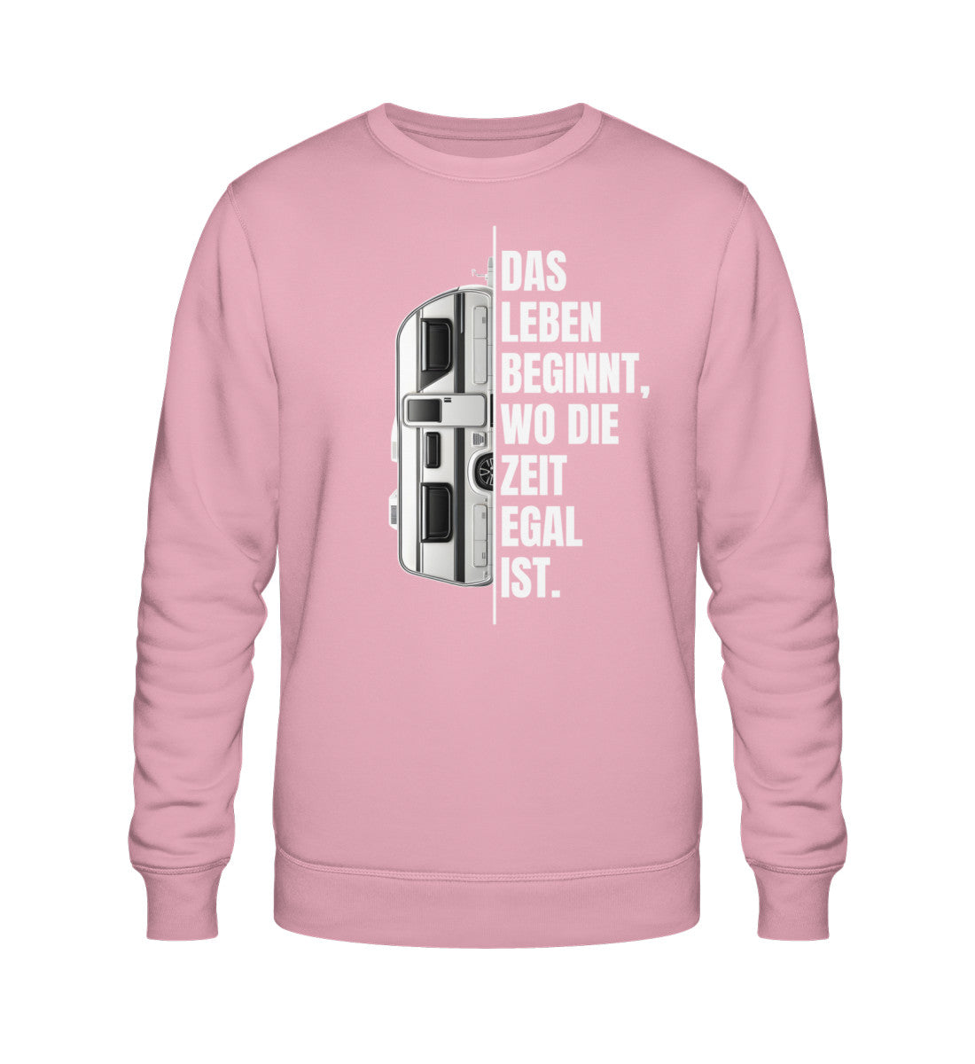 Camping ist Zeitlos Wohnwagen Herren Sweatshirt in Cotton Pink