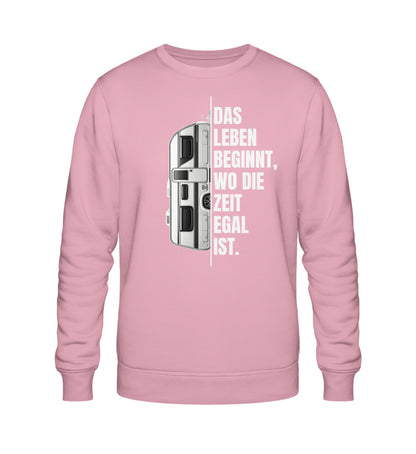 Camping ist Zeitlos Wohnwagen Herren Sweatshirt in Cotton Pink