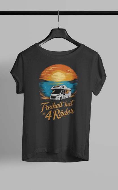 Freiheit hat 4 Räder - Damen Camping T-Shirt - Wohnmobil