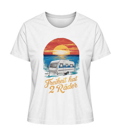 Freiheit hat 2 Räder Damen Organic Wohnwagen T-Shirt in Weiss