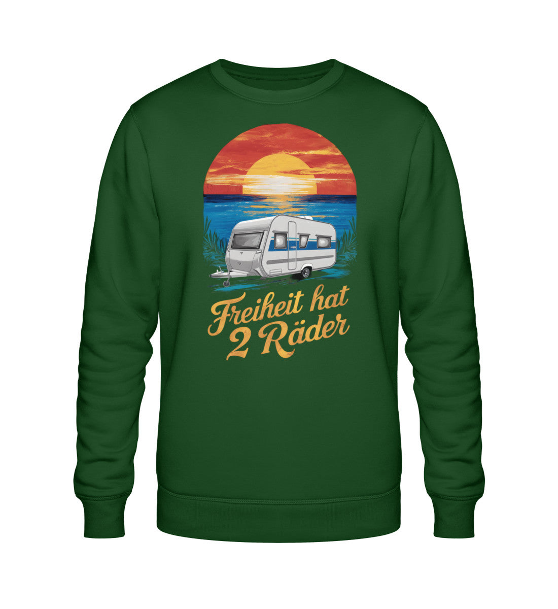 Freiheit hat 2 Räder Herren Organic Wohnwagen Sweatshirt in Bottle Green