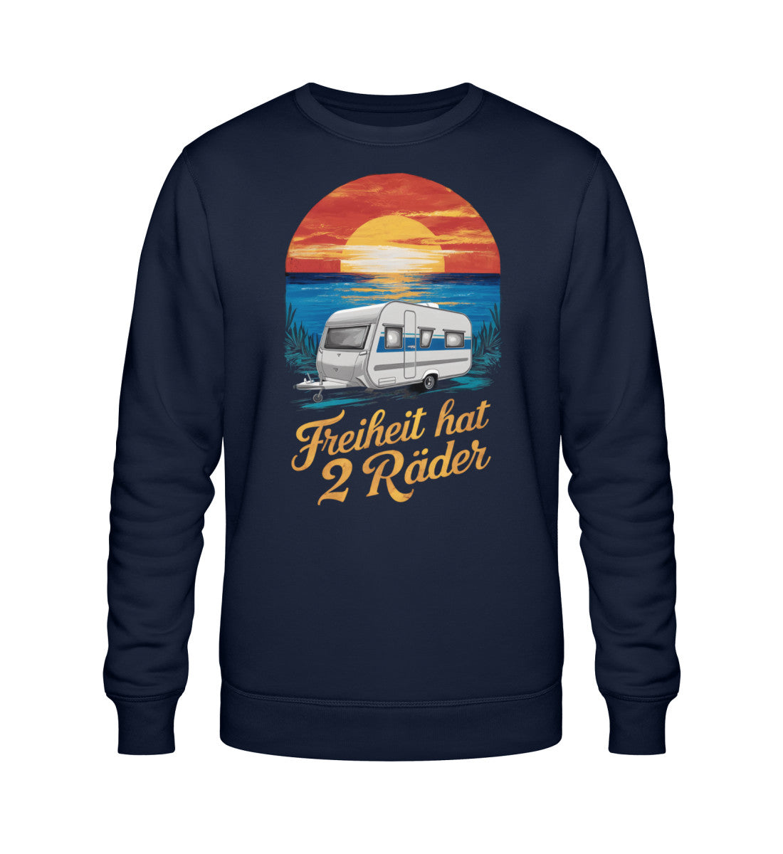 Freiheit hat 2 Räder Herren Organic Wohnwagen Sweatshirt in French Navy