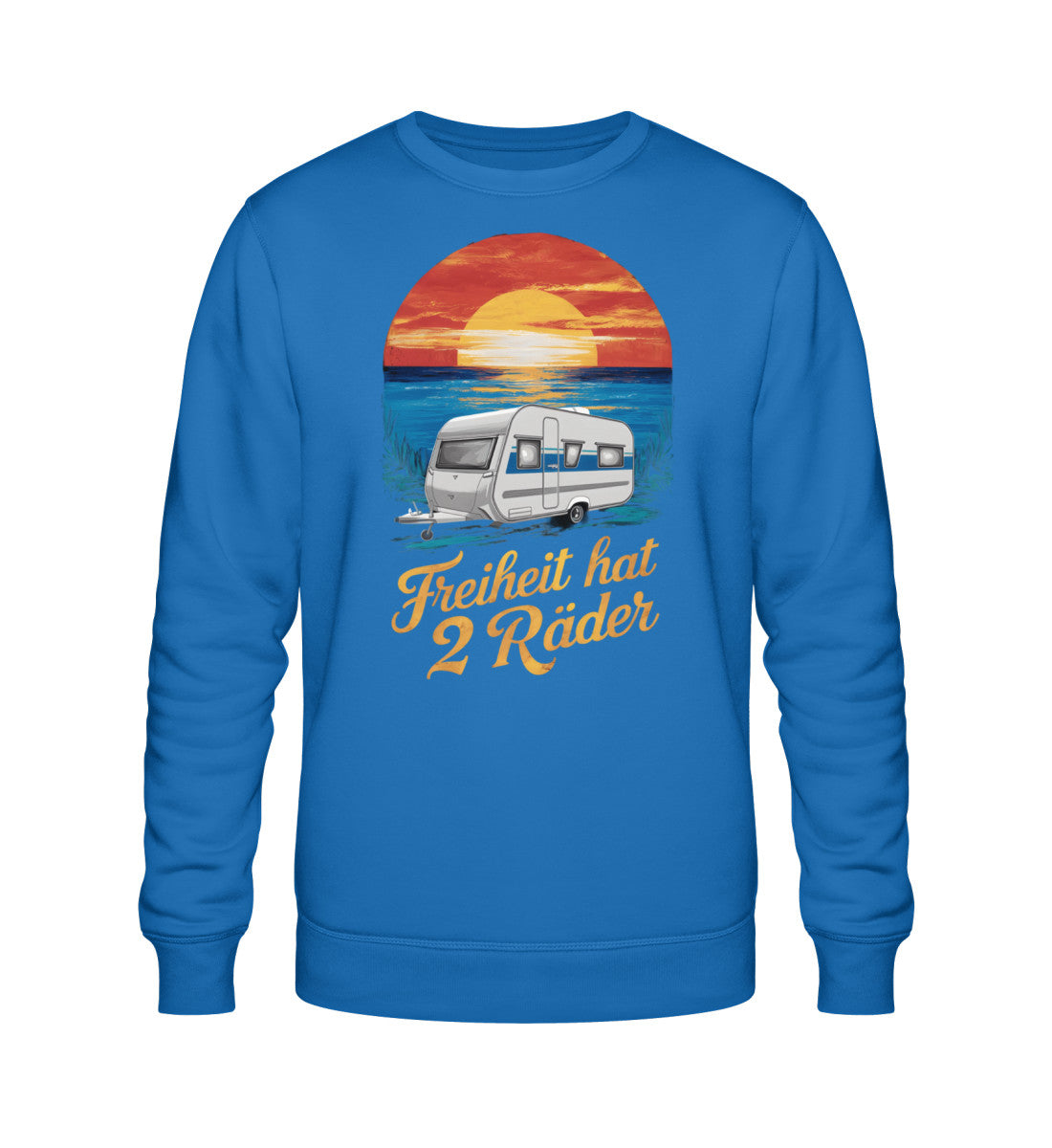 Freiheit hat 2 Räder Herren Organic Wohnwagen Sweatshirt in Royal Blue