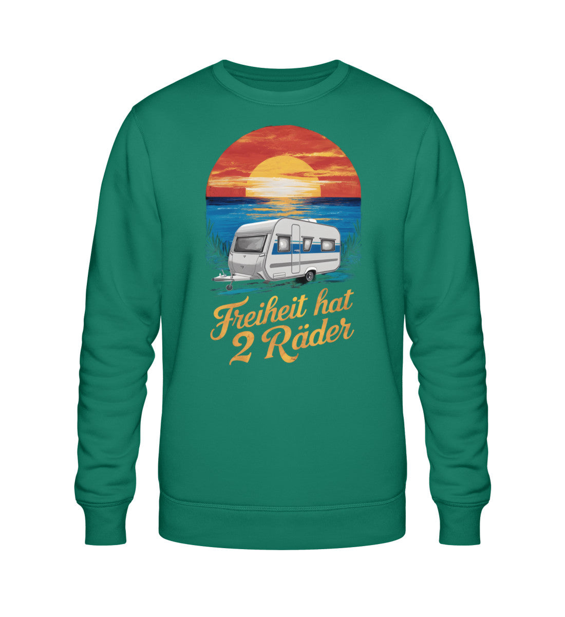 Freiheit hat 2 Räder Herren Organic Wohnwagen Sweatshirt in Varsity Green