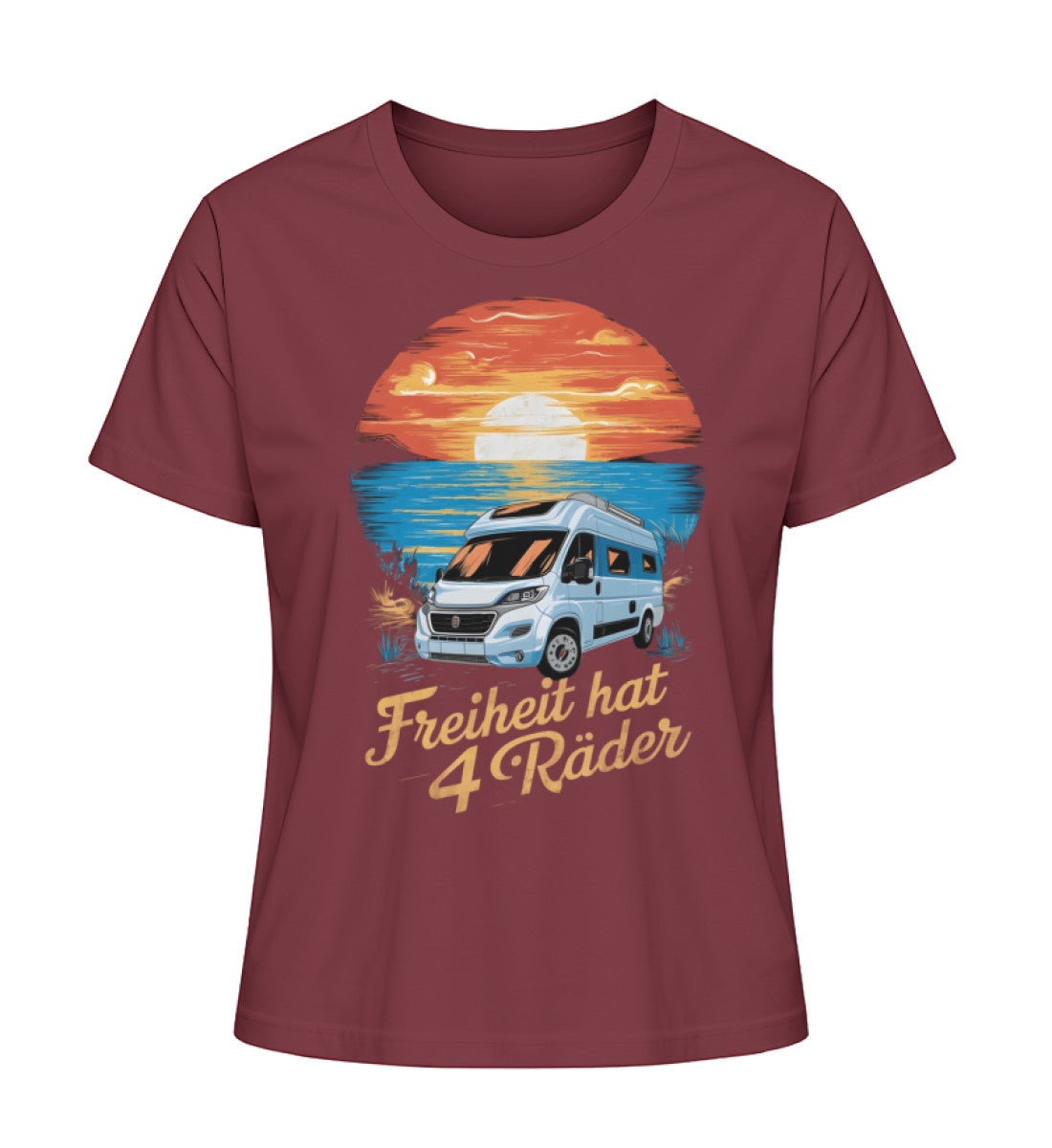 Freiheit hat 4 Räder Damen Organic Vanlife T-Shirt in Burgundy