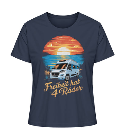 Freiheit hat 4 Räder Damen Organic Vanlife T-Shirt in French Navy