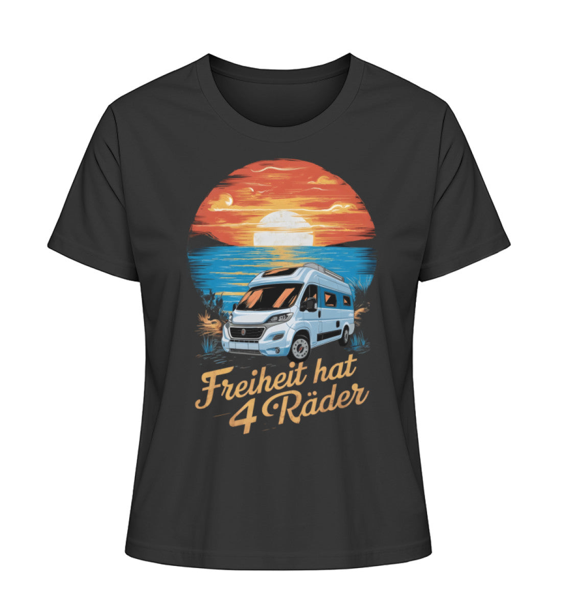 Freiheit hat 4 Räder Damen Organic Vanlife T-Shirt in Schwarz