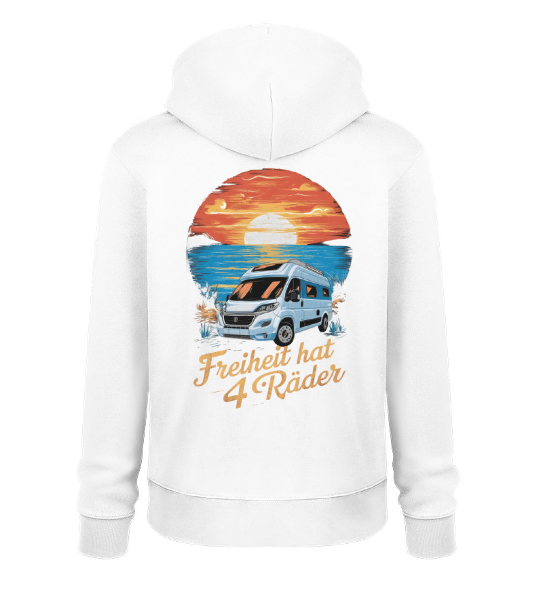 Freiheit hat 4 Räder Herren Organic Vanlife Hoodie in Weiss