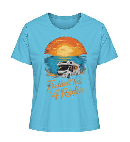 Freiheit hat 4 Räder Damen Organic Wohnmobil T-Shirt in Aqua Blue