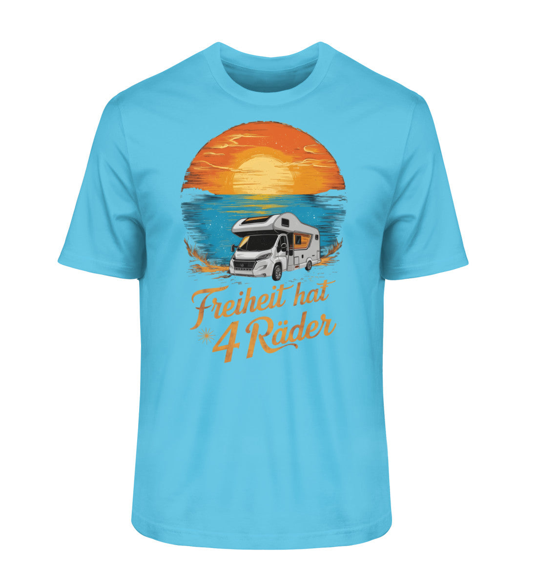 Freiheit hat 4 Räder Herren Organic Wohnmobil T-Shirt in Aqua Blue