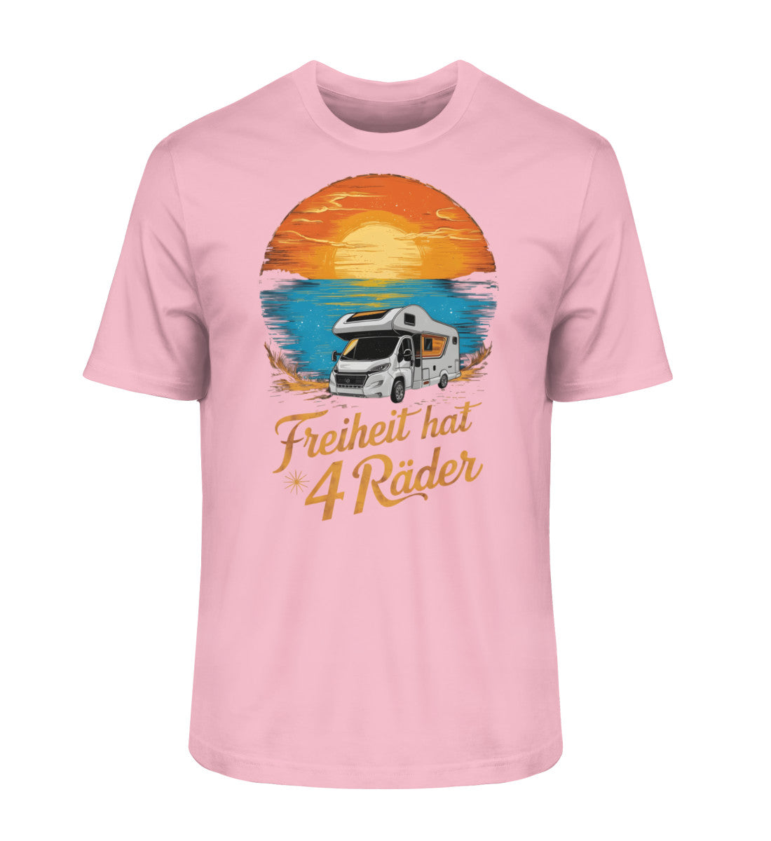 Freiheit hat 4 Räder Herren Organic Wohnmobil T-Shirt in Cotton Pink