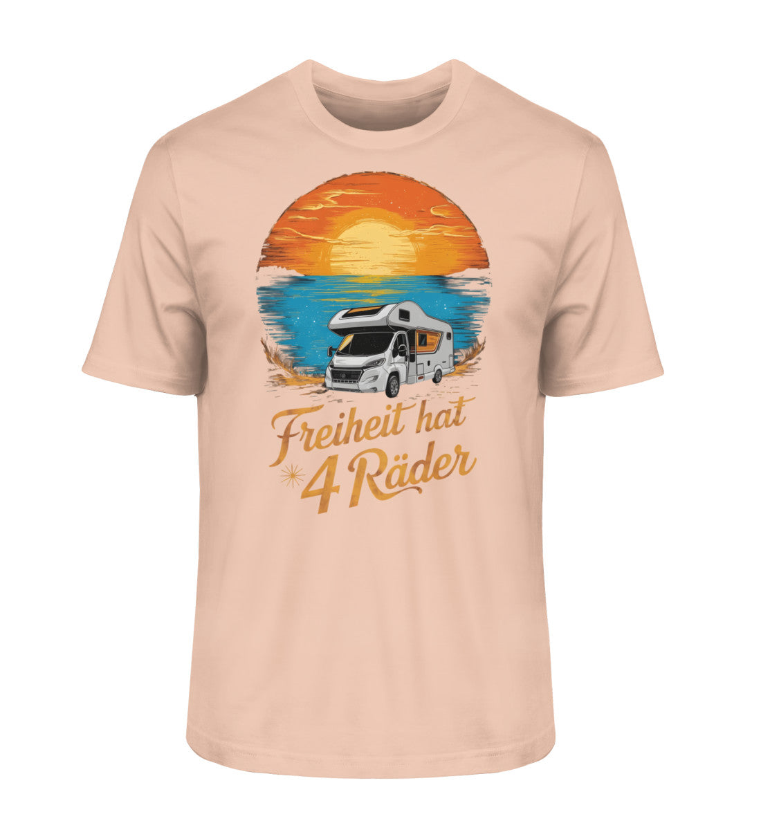 Freiheit hat 4 Räder Herren Organic Wohnmobil T-Shirt in Fraiche Peche