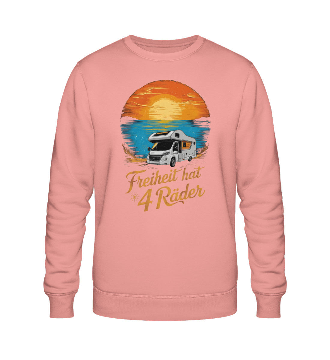 Freiheit hat 4 Räder Herren Organic Wohnmobil Sweatshirt in Canyon Pink