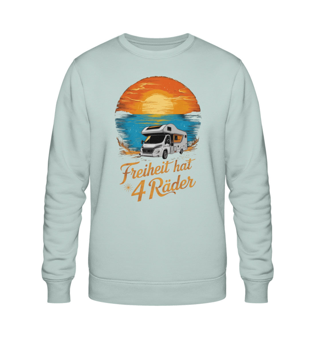 Freiheit hat 4 Räder Herren Organic Wohnmobil Sweatshirt in Caribbean Blue