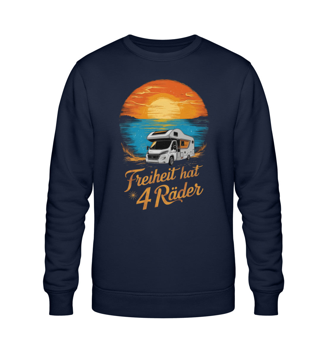 Freiheit hat 4 Räder Herren Organic Wohnmobil Sweatshirt in French Navy