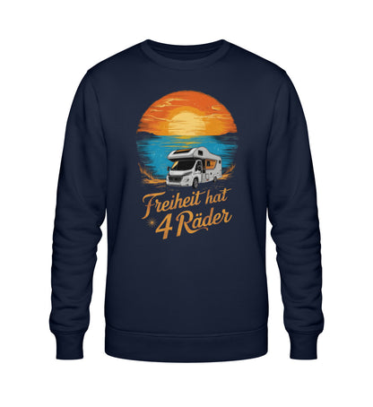 Freiheit hat 4 Räder Herren Organic Wohnmobil Sweatshirt in French Navy