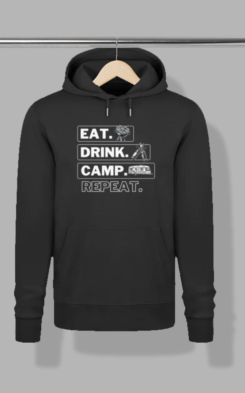 Herren Camping Hoodie - Eat Drink Camp Repeat - Wohnwagen