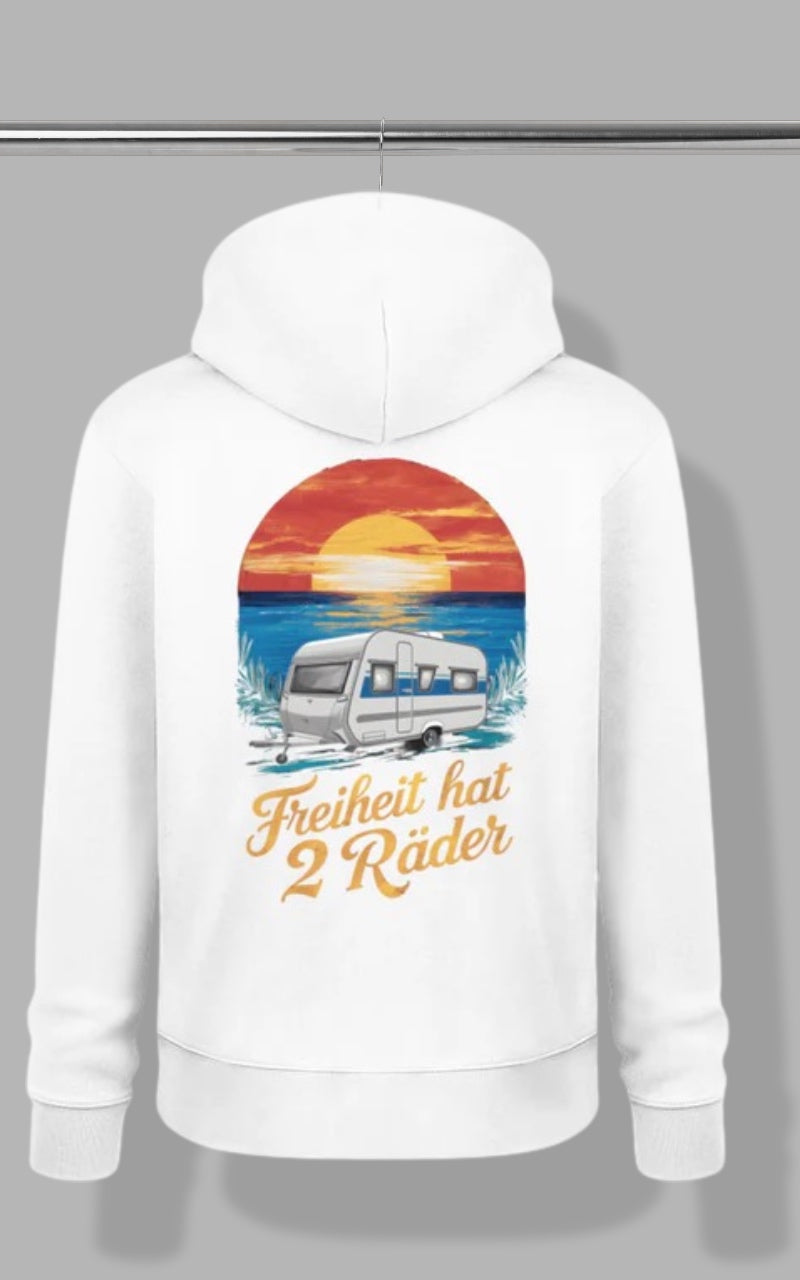 Herren Camping Hoodie - Freiheit hat 2 Räder - Wohnwagen