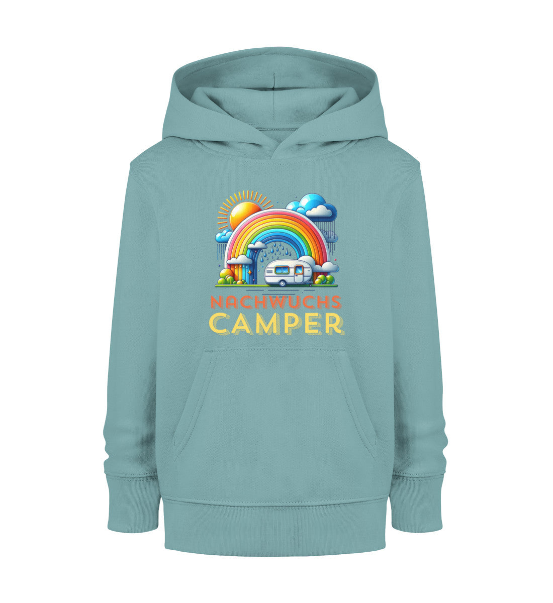 Nachwuchs Camper Kinder Organic Hoodie in Teal Monstera