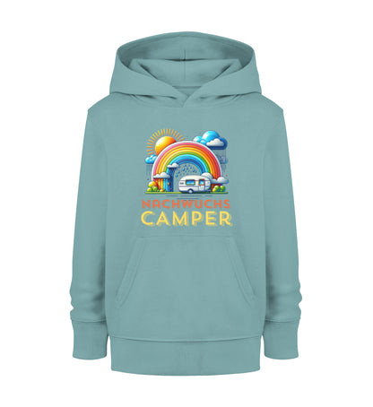 Nachwuchs Camper Kinder Organic Hoodie in Teal Monstera