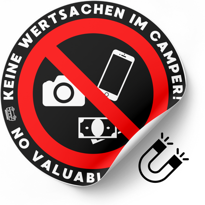 Magnetischer Warnaufkleber - Keine Wertsachen im Camper
