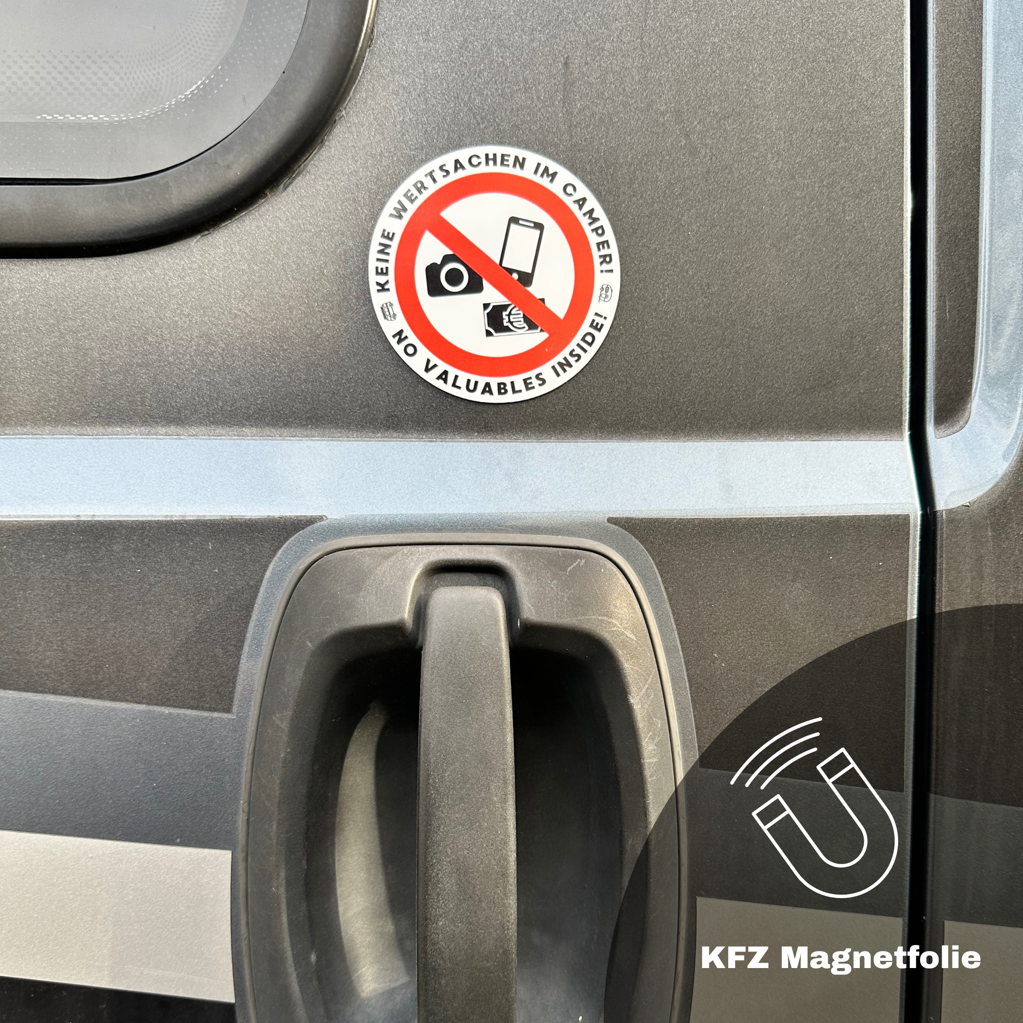 Magnetischer Warnaufkleber - Keine Wertsachen im Camper