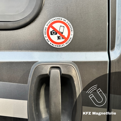 Magnetischer Warnaufkleber - Keine Wertsachen im Camper