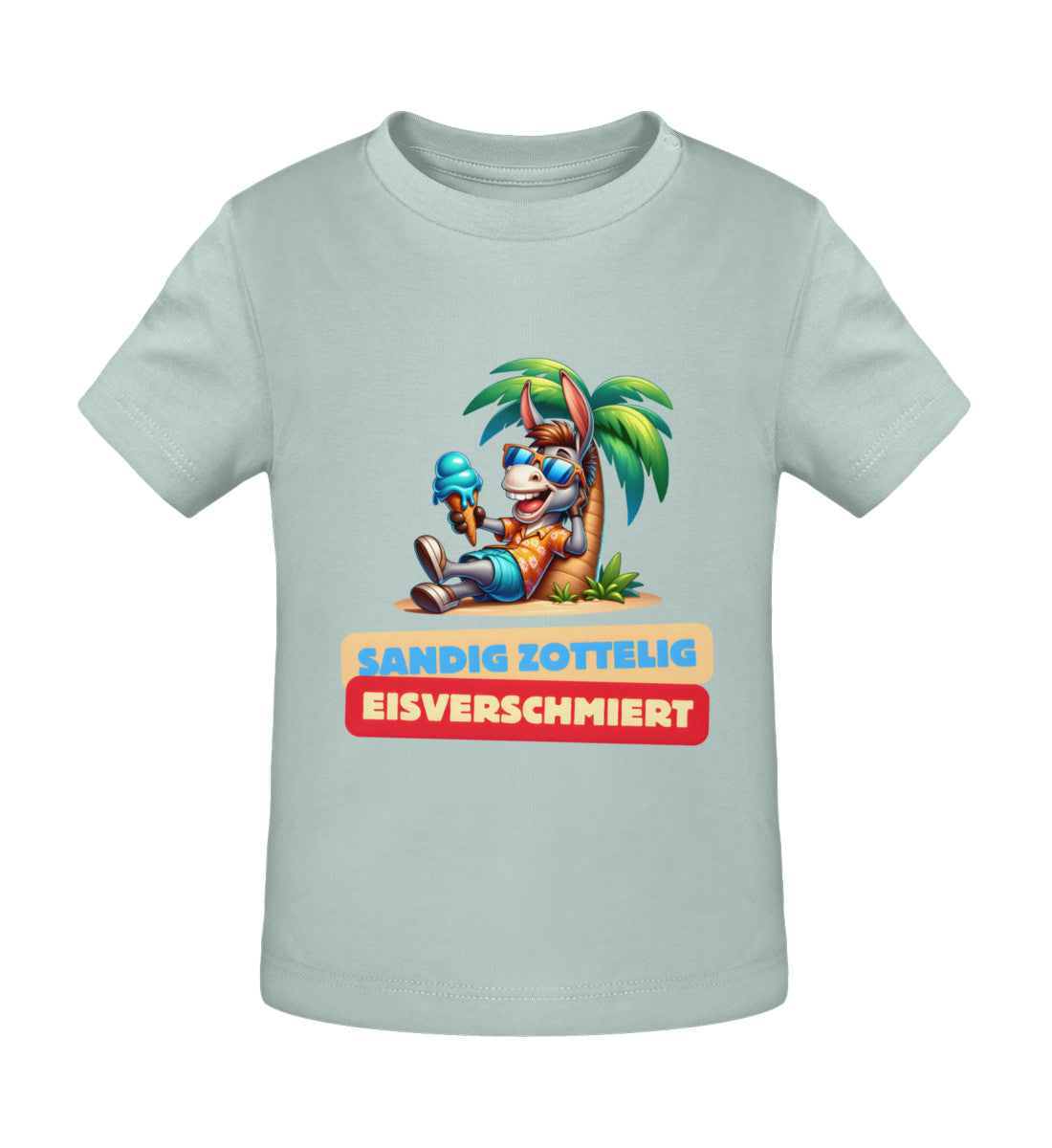 Sandig Zottelig Eisverschmiert Baby Organic T-Shirt in Caribbean Blue