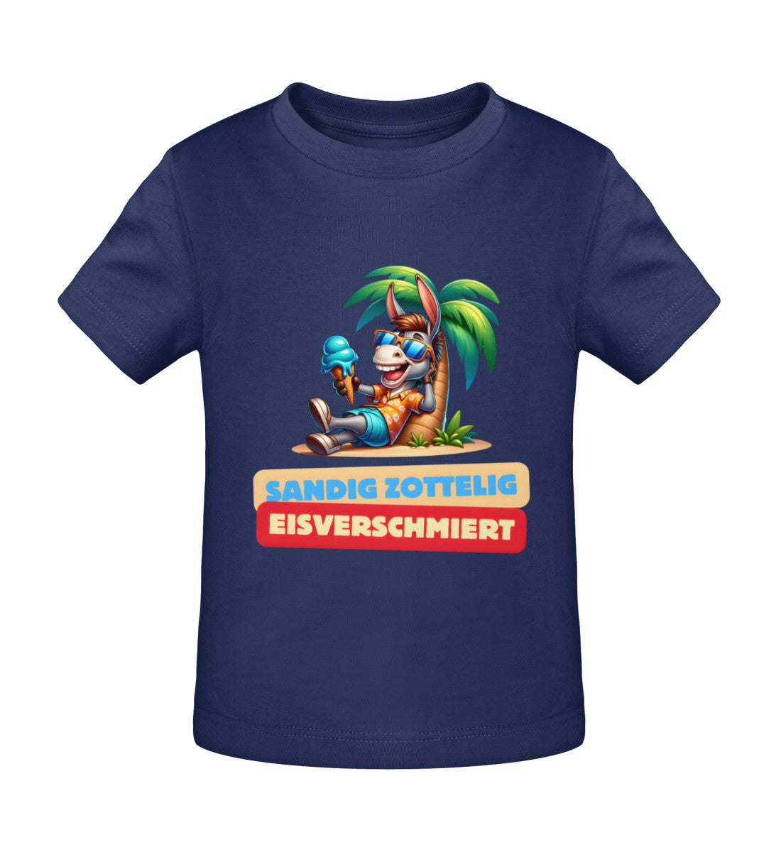 Sandig Zottelig Eisverschmiert Baby Organic T-Shirt in French Navy