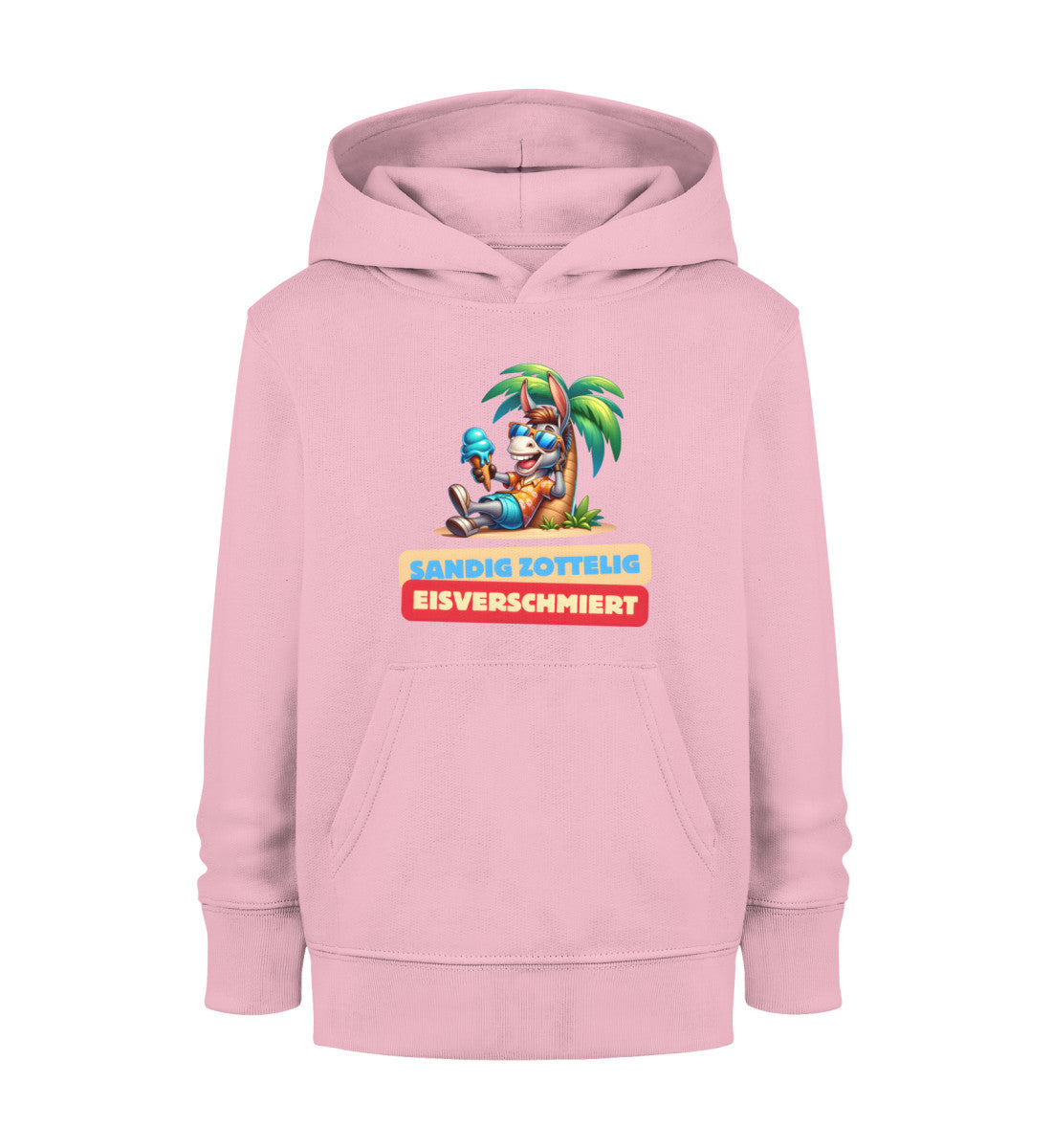 Sandig Zottelig Eisverschmiert Kinder Organic Hoodie in Cotton Pink