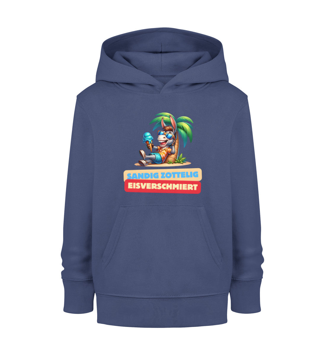 Sandig Zottelig Eisverschmiert Kinder Organic Hoodie in French Navy