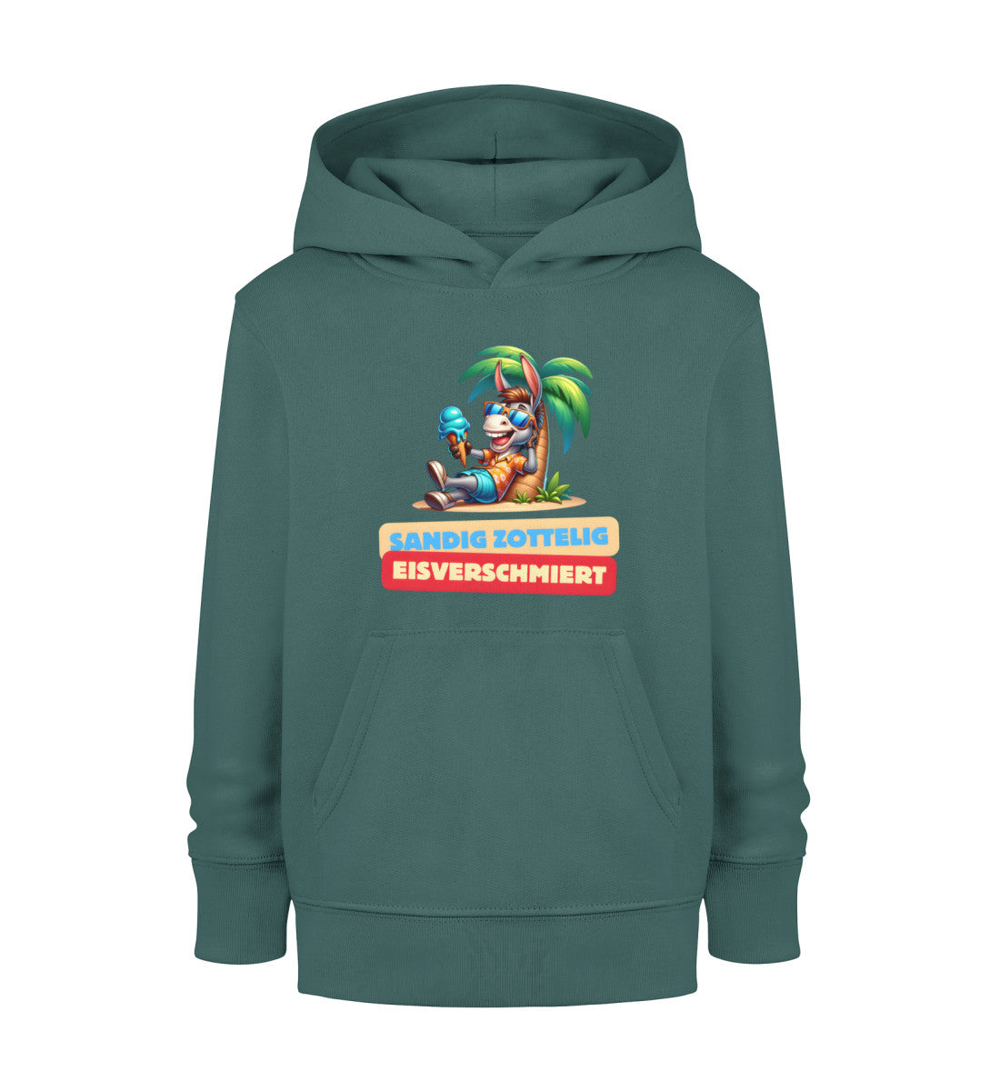 Sandig Zottelig Eisverschmiert Kinder Organic Hoodie in Glazed Green